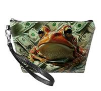 SROJDHFJB Small Makeup Bag with Wrist Strap, Frog Dollars, S