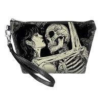 SROJDHFJB Small Makeup Bag with Wrist Strap, The Girl and The Skull, S