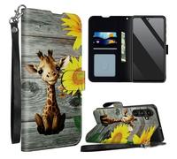 SROJDHFJB The Giraffe Sunflower for Galaxy A14 5G Wallet Case with Wrist Strap, Flip PU Leather Card Holder Phone Case Magnetic Closure Kickstand Shockproof Purse Cover for Galaxy A14