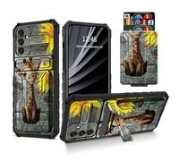 SROJDHFJB Wallet Case for Samsung Galaxy A25 5G, Credit Card Holder ID Slot Hidden Pocket Built-in Stand Kickstand Rugged Full Covered Phone Case for Galaxy A25, The Giraffe Sunflower