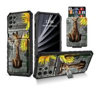 SROJDHFJB Wallet Case for Samsung Galaxy S24 Ultra, Credit Card Holder ID Slot Hidden Pocket Built-in Stand Kickstand Rugged Full Covered Phone Case for Galaxy S24 Ultra, The Giraffe Sunflower