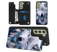 SROJDHFJB Wolf Dreamcatcher for Samsung Galaxy S24 Wallet Case with Card Holder, RFID Blocking Flip Soft PU Leather Kickstand Magnetic Closure Slim Purse Phone Case for Galaxy S24