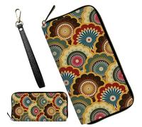 SROJDHFJB Womens Wristlet Wallets Large Capacity Card Holder Cash Pocket Cellphone Purse, Vintage Mandalas, Medium