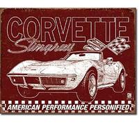 SRongmao Chevy Corvette Sting Ray 1969 American Muscle Car Retro Wall Decor Metal Tin Sign 8x12in