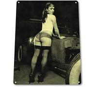 SRongmao Pinup Girl Sexy Hot Rod Vintage Style Metal Sign for Car Garage Shop Grott 16" x 12"