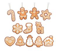 Srotmirw 12 Pcs Gingerbread Christmas Decorations, Cute Gingerbread Man Decorations for Christmas Tree Decor with String for Home Party & Festive Ornaments