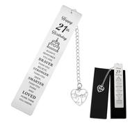 Srotmirw 21st Birthday Metal Bookmark with Heart Charm Engraved Inspirational Quote Bookmark for 21st Birthday Gift Keepsake