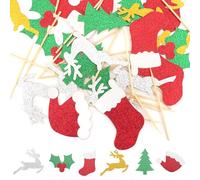 Srotmirw 24 Pcs Christmas Cupcake Toppers, Christmas Cake Decorations Santa Tree Topper Holly Cake Decorations for New Year Ceremony Party