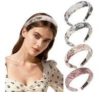 Srotmirw Padded Wide Hair Bands for Women, 4 Pcs Elegant Headband with ink Pattern for Hair Accessories for Women Girls in Daily Life Festival and Party