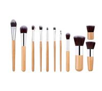 SROUPSUTKK 11pcs Natural Bamboo Handle Makeup Brushes Foundation Blending Cosmetic Make Up Tool Set With Cotton Bag Makeup Tools