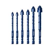 SROUPSUTKK 7/6/5/4PCS Four-edge Serrated Drill Bit Set For Drilling Holes In Glass Tiles Walls Concrete 3-12mm Sawtooth Tools drill bit(Black)