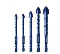 SROUPSUTKK 7/6/5/4PCS Four-edge Serrated Drill Bit Set For Drilling Holes In Glass Tiles Walls Concrete 3-12mm Sawtooth Tools drill bit(Blu)