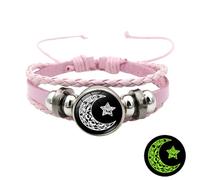 Srpb77 Luminous Couple Bracelets Sun And Moon Adjustable Braided Bracelets The Luminous Stone Stores The Light Energy Under The Irradiation Of Black Sgw600h (F, One Size)