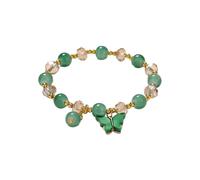 Srpd75 2024 New Imitation Jade Butterfly Glass Bracelet Children's Bead Bracelet Elephant Hoop Earrings (Green, A)