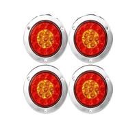SRQORT Brake Stop Light Trailer Tail Light 4inch Round 12V 24V Rear Bumper Brake Indicator 16 LED Stop Lamp Waterproof Taillight for Van 4x4 Pickup Car(4pcs Red Yellow)
