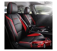 SRQORT Cars Seat Covers Car Seat Covers Custom For Mazda 3 For Axela 2014 2015 2016 2017 2018 2019 Full Set Waterproof Leather Auto Seat Cushion(Black Red 4pcs)