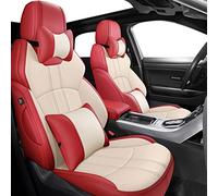 SRQORT Cars Seat Covers Car Seat Covers For Vw For Polo Sedan For Touareg For Amarok For Caddy For Passat For Tiguan For Golf For Phaeton For For Santana For Lavida(Beige Red,Deluxe)
