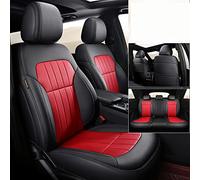 SRQORT Cars Seat Covers Faux Leather Car Seat Covers Custom For Jeep For Wrangler III For Unlimited JK 2006 2007 2008 2009 2010 2011 2012 2013 2014 2015 2016(Black Red 4pcs)