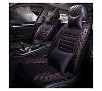 SRQORT Cars Seat Covers Leather Car Seat Covers For For Jeep For Renegade For Compass 2018 For Grand Cherokee Special Covers For Vehicle Seat(Black Red 4pcs,A)