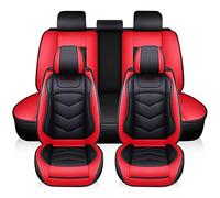 SRQORT Cars Seat Covers Universal 5D PU Leather Car Seat Covers Automobiles Protector Mat Breathable Car Seat Cushion(Red)