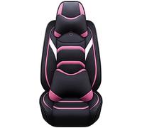 SRQORT Cars Seat Covers Universal Leather Car Seat Covers For Fiat 500 For Punto For Tipo For Freemont For Bravo For Panda(Black pink,Deluxe)