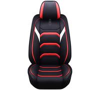 SRQORT Cars Seat Covers Universal Leather Car Seat Covers For Fiat 500 For Punto For Tipo For Freemont For Bravo For Panda(Black Red 4pcs,Standard)