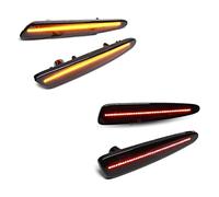 SRQORT Rearview Mirror Turn Flash Lamp 2/4Pcs Side Marker Light Front Rear Bumper Lamps Car Side Bulb For Corvette C6 2005-2013 Amber Red LED Flashing(4pcs Rear-Front)