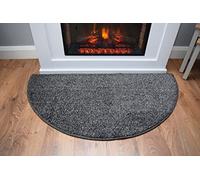 SrS Rugs Fireside Rug for Living Room Half Moon Hearthplace Mat Soft Pile (Charcoal)