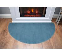 SrS Rugs Fireside Rug for Living Room Half Moon Hearthplace Mat Soft Pile (Plain Blue)