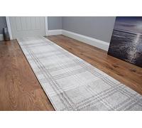 SrS Rugs® Glendale Collection Tartan Long Carpet Runner Rug for Hall and Stairs, 67cm wide, Made to any length (Beige, Length: 8' (244cm))