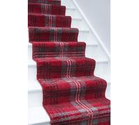 SrS Rugs® Glendale Collection Tartan Long Carpet Runner Rug for Hall and Stairs, 67cm wide, Made to any length (Red, Length: 4' (122cm))