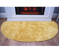 SrS Rugs® Half Moon Semi Circle Non Slip Machine Washable Hearth Living Room Fireside Rugs (Gold Mustard)