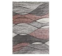 SrS Rugs® Impulse - Area Rug for Living Room, Bedroom, Hallway Runner Rug - Abstract Geometric Design - Provides Home with Comfort and Warmth (Pink Waves, 80cm x 150cm)