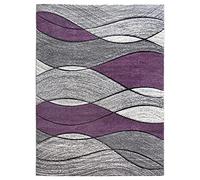 SrS Rugs® Impulse - Area Rug for Living Room, Bedroom, Hallway Runner Rug - Abstract Geometric Design - Provides Home with Comfort and Warmth (Purple Waves, 67cm x 120cm)