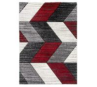 SrS Rugs® Impulse - Area Rug for Living Room, Bedroom, Hallway Runner Rug - Abstract Geometric Design - Provides Home with Comfort and Warmth (Red Chevron, 80cm x 150cm)
