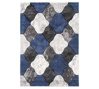 SrS Rugs® Impulse - Area Rug for Living Room, Bedroom, Hallway Runner Rug - Abstract Geometric Design - Provides Home with Comfort and Warmth (Navy Blue Coblo, 80cm x 150cm)