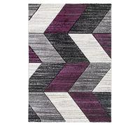 SrS Rugs® Impulse - Area Rug for Living Room, Bedroom, Hallway Runner Rug - Abstract Geometric Design - Provides Home with Comfort and Warmth (Purple Chevron, 80cm x 150cm)