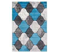 SrS Rugs® Impulse - Area Rug for Living Room, Bedroom, Hallway Runner Rug - Abstract Geometric Design - Provides Home with Comfort and Warmth (Teal Blue Coblo, 120cm x 170cm)