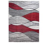 SrS Rugs® Impulse - Area Rug for Living Room, Bedroom, Hallway Runner Rug - Abstract Geometric Design - Provides Home with Comfort and Warmth (Red Waves, 120cm x 170cm)