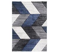 SrS Rugs® Impulse - Area Rug for Living Room, Bedroom, Hallway Runner Rug - Abstract Geometric Design - Provides Home with Comfort and Warmth (Navy Blue Chevron, 80cm x 150cm)