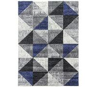 SrS Rugs® Impulse - Area Rug for Living Room, Bedroom, Hallway Runner Rug - Abstract Geometric Triangles Design - Provides Home with Comfort and Warmth (Navy Blue, 80cm x 150cm)