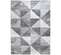 SrS Rugs® Impulse - Area Rug for Living Room, Bedroom, Hallway Runner Rug - Abstract Geometric Triangles Design - Provides Home with Comfort and Warmth (Grey, 160cm x 220cm)