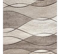 SrS Rugs® Impulse - Carpet Runners Rug Mat for Living Room, Bedroom, Hallway - Abstract Geometric Waves Design (Beige, Length: 5' (66cm x 152 cm))