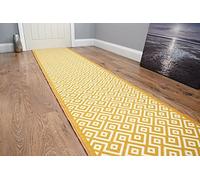 SrS Rugs® Long Carpet Runner Non Slip Rubber Back Mat for Kitchen, Hallway, Stairs, Bedroom. Smooth Soft Durable Pile. 67cm Wide. Any Length (Gold Diamonds, Length: 3' (91cm))