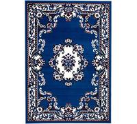 SrS Rugs® Luna Collection, Living Room Rug and Hallway Runner, with Soft Smooth 8mm Pile. Traditional Floral Design. 6 Colours, 6 Sizes (Denim Blue, 120cm x 170cm)