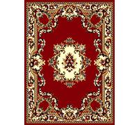SrS Rugs® Luna Collection, Living Room Rug and Hallway Runner, with Soft Smooth 8mm Pile. Traditional Floral Design. 6 Colours, 6 Sizes (Red, 60cm x 225cm)