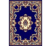 SrS Rugs® Luna Collection, Living Room Rug and Hallway Runner, with Soft Smooth 8mm Pile. Traditional Floral Design. 6 Colours, 6 Sizes (Navy Blue, 120cm x 170cm)