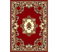 SrS Rugs® Luna Collection, Living Room Rug and Hallway Runner, with Soft Smooth 8mm Pile. Traditional Floral Design. 6 Colours, 6 Sizes (Red, 60cm x 110cm)