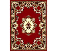 SrS Rugs® Luna Collection, Living Room Rug and Hallway Runner, with Soft Smooth 8mm Pile. Traditional Floral Design. 6 Colours, 6 Sizes (Red, 200cm x 290cm)