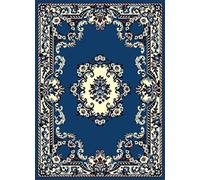 SrS Rugs® Luna Collection, Living Room Rug and Hallway Runner, with Soft Smooth 8mm Pile. Traditional Floral Design. 6 Colours, 6 Sizes (Denim Blue, 160cm x 225cm)